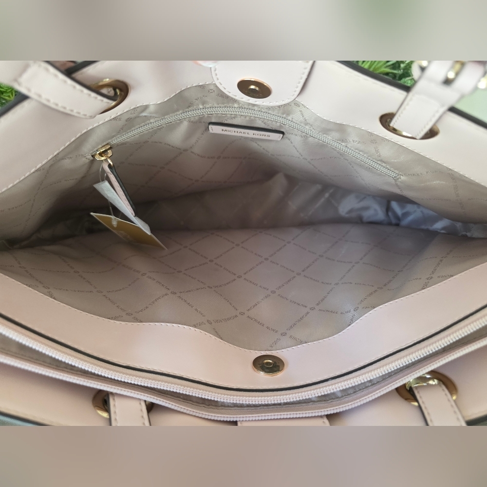 Michael Kors LG Commuter Tote/Laptop Bag Powder Blush Pink Leather+New MK Charm - Picture 11 of 16